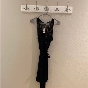 Foreign Exchange black lace and tie up dress NWT